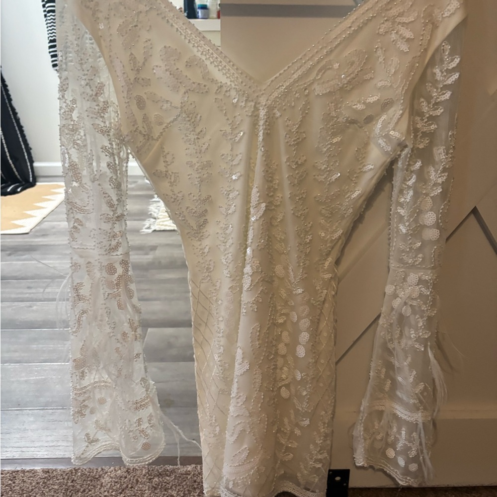 12th Tribe Cream Satin Dress